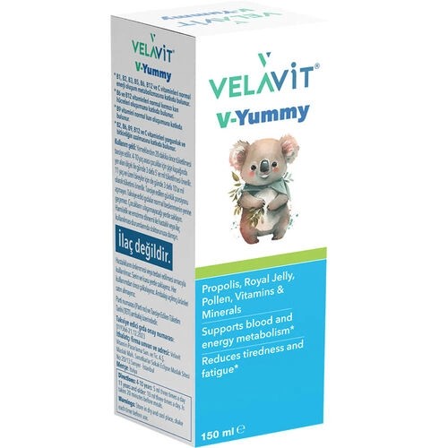 Velavit V-Yummy Multivitamin (Propolis - Polen içerir) 150 ml Şurup (4-10 yaş için uygundur)