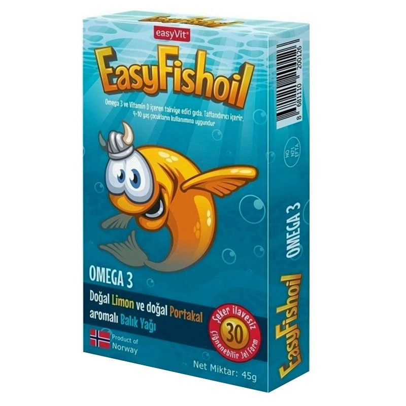 EasyFishoil Limon ve Portakal Aromalı Çiğnenebilir Jel 30 Adet SKT: 30/01/25