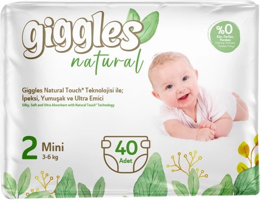 Giggles Natural 2 Numara Mini 1 Paket 40 Adet