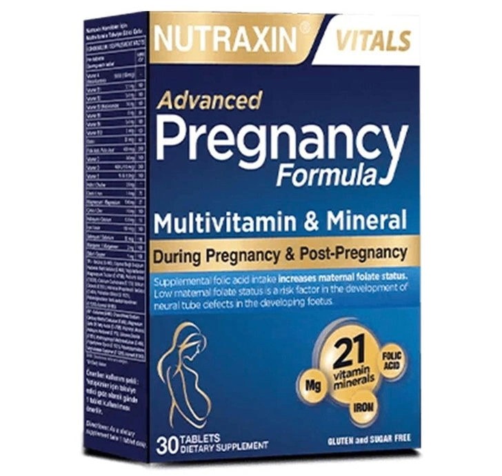 Nutraxin Pregnancy Formula 30 Tablet (Hamileler için  21 vitamin ve mineral içeren gıda takviyesi)