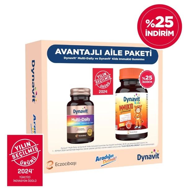 Dynavit Multi Daily & Dynavit Kids Immukid Gummies Avantajlı Aile Paketi 30/07/25