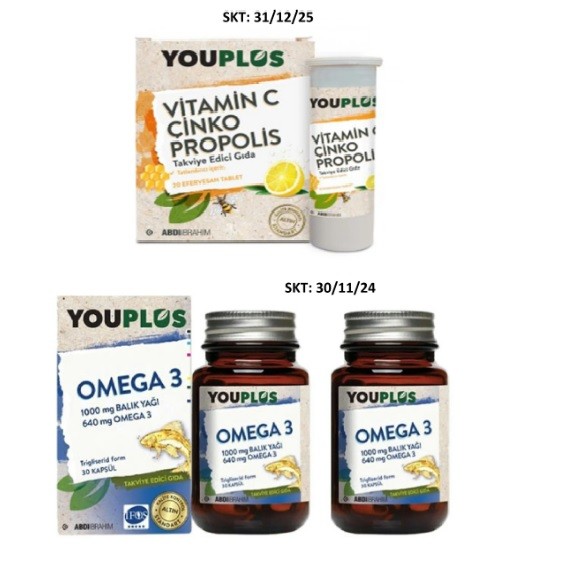 Yazı Keyfinizce Yaşayın, Youplus C Vitamini + Youplus Omega-3 30+30 Kapsül