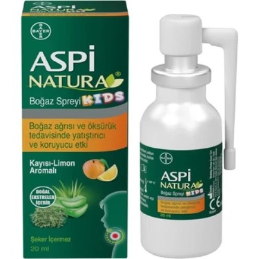 Aspinatura Kids Kayısı ve Limon Boğaz Spreyi 20 ml(Boğaz ağrısı ve öksürük tedavisinde yatıştırıcı ve koruyucu etki)