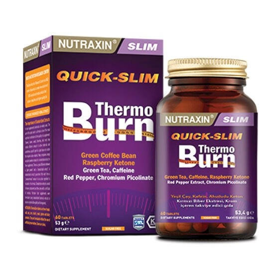 Nutraxin Quick-Slim Thermo Burn 60 Tablet (kilo vermede ve form kazanmada destekleyici özellik göstermektedir.)