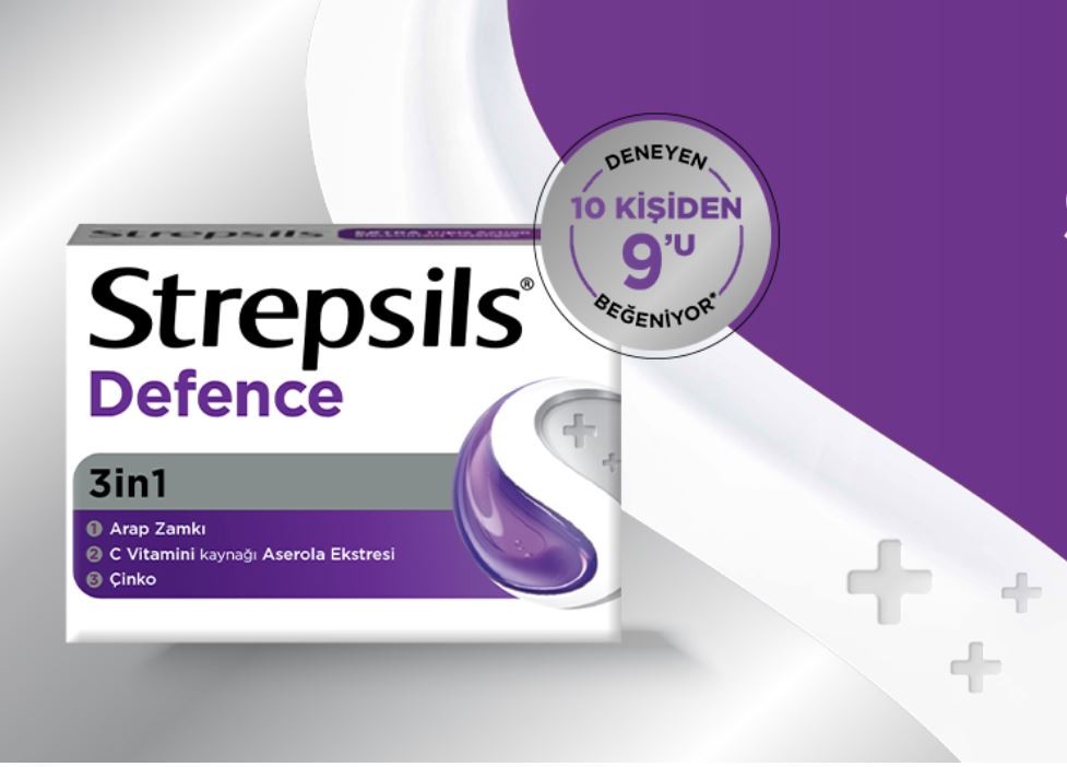 Strepsils Defence Takviye Edici Gıda 12 Pastil Avantajlı paket 3 kutu