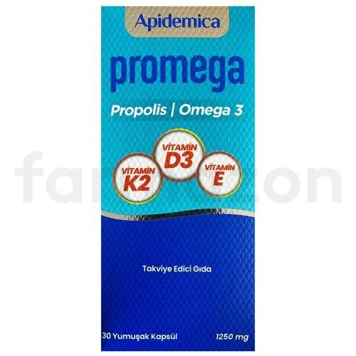 Apidemica Omega-3  Promega Softgel 30 Kapsül (D3 K2ve E vitamini) SKT 31/12/24