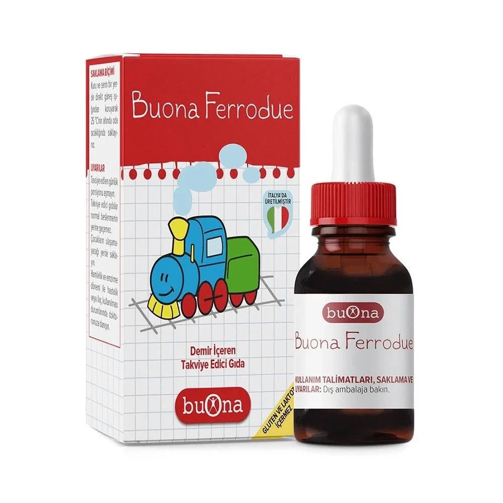 Buona Ferrodue Damla 15 ml (Demir içeren Takvye edici gıda) (Bebek ve çocuklar için uygundur)