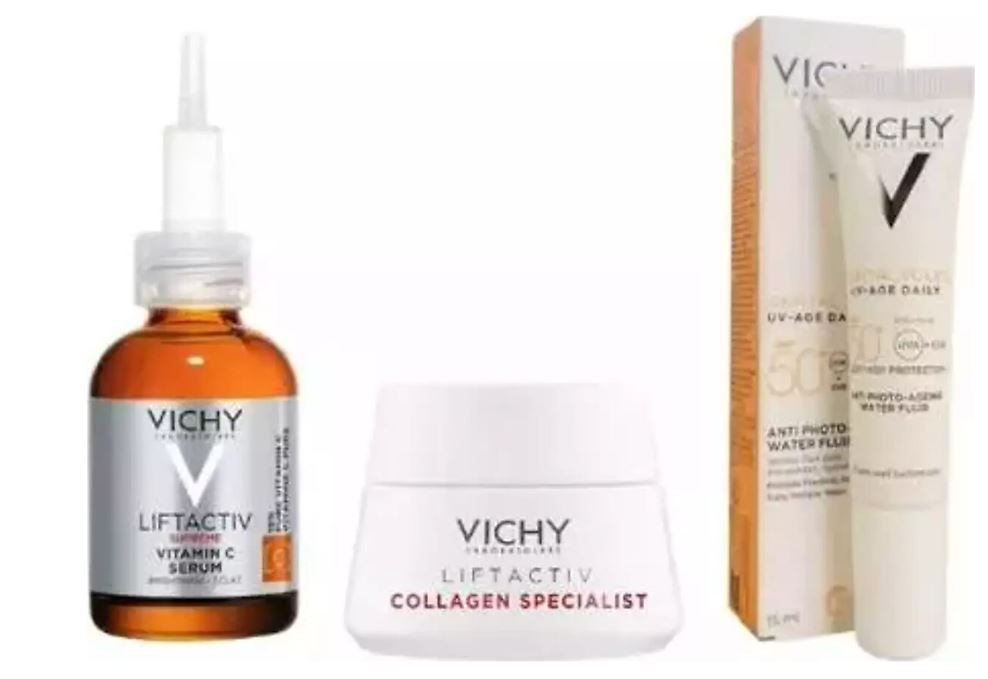 Vichy Liftactiv Antioksidan Aydınlatıcı Bakım Rutini 3'lü Set Aydınlatıcı Serum 20ml +Bakım Kremi 15 ml+ Spf 50 Güneş Koruyucu Krem + 15 ml Çanta Hediyeli