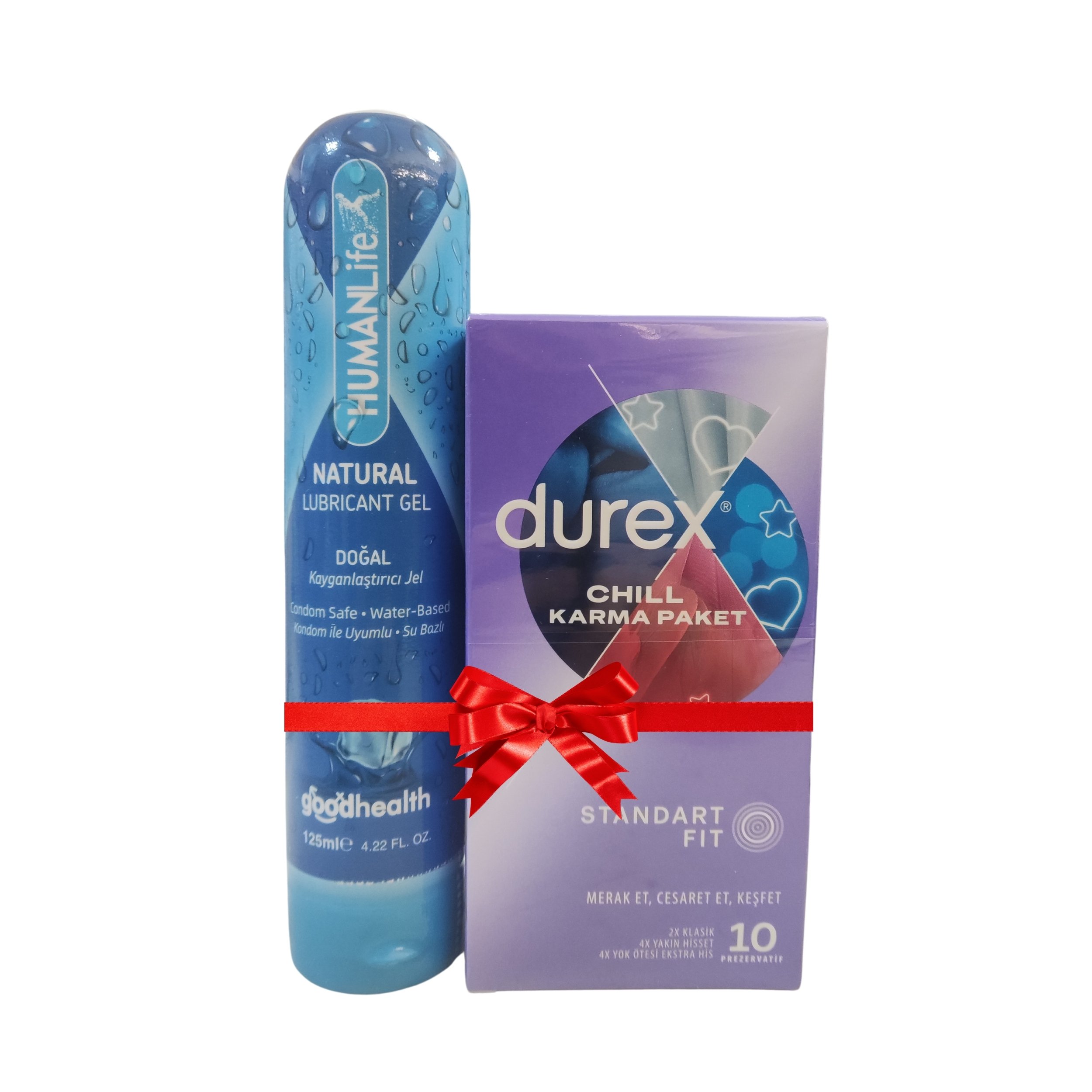 Durex Chill Karma Paket Prezervatif 10'lu + Humanlife Doğal Kayganlaştırıcı Jel Lubricant 125 ml