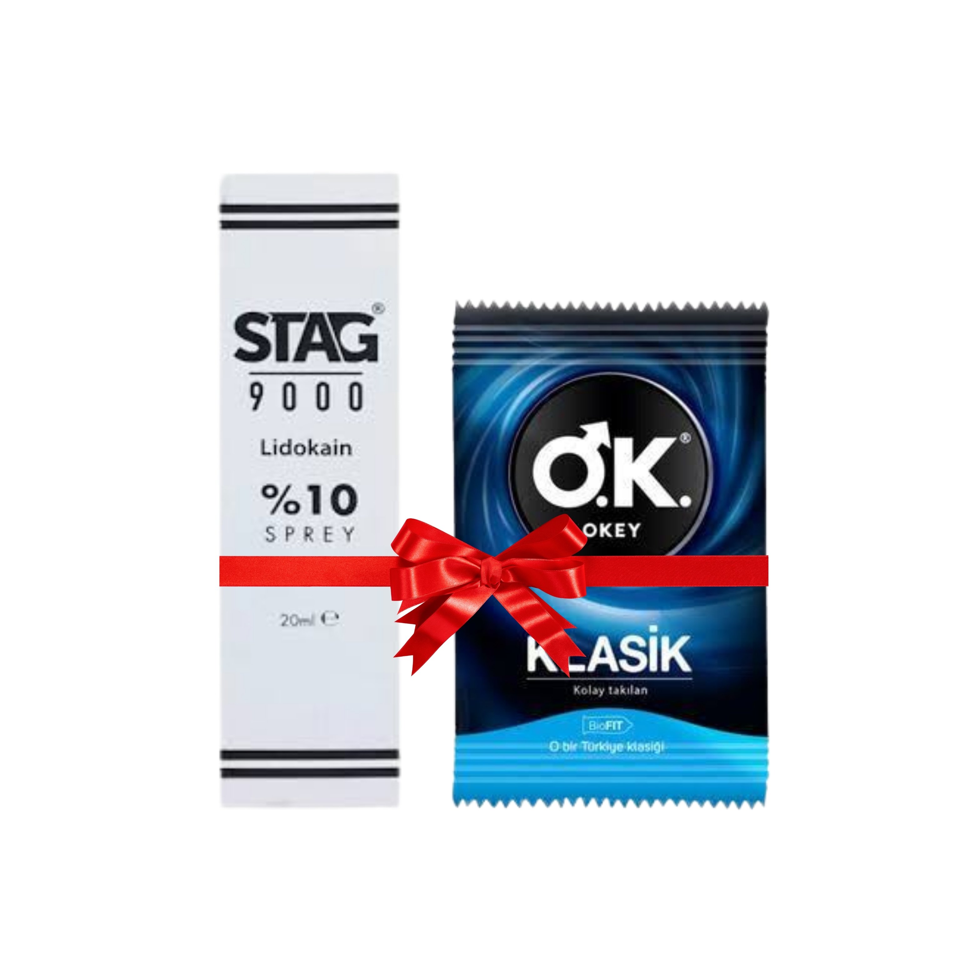 STAG 9000 Geciktirici Sprey 20 ml + Okey Klasik Prezervatif 3'lü