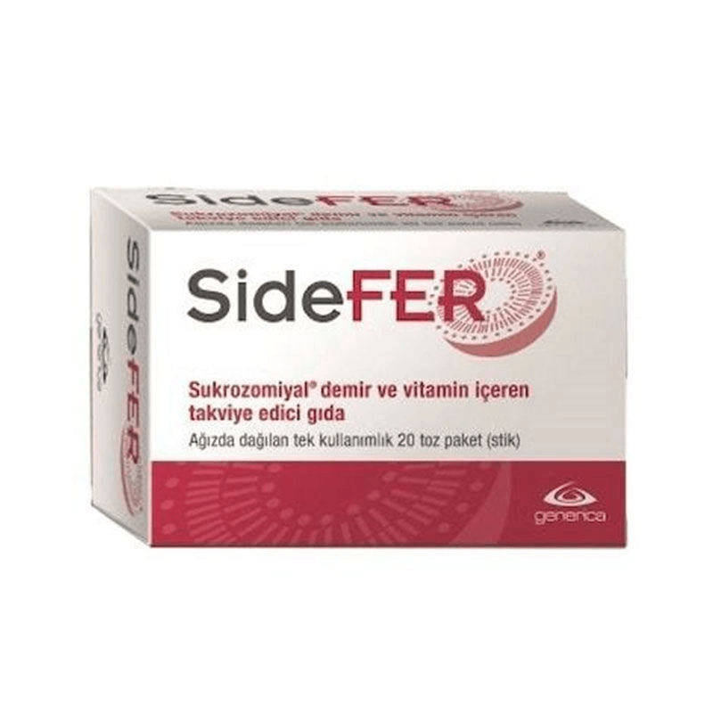 Sidefer Sukrozomiyal Demir, Folik Asit ve Vitamin B6 B12 C İçeren Takviye Edici Gıda