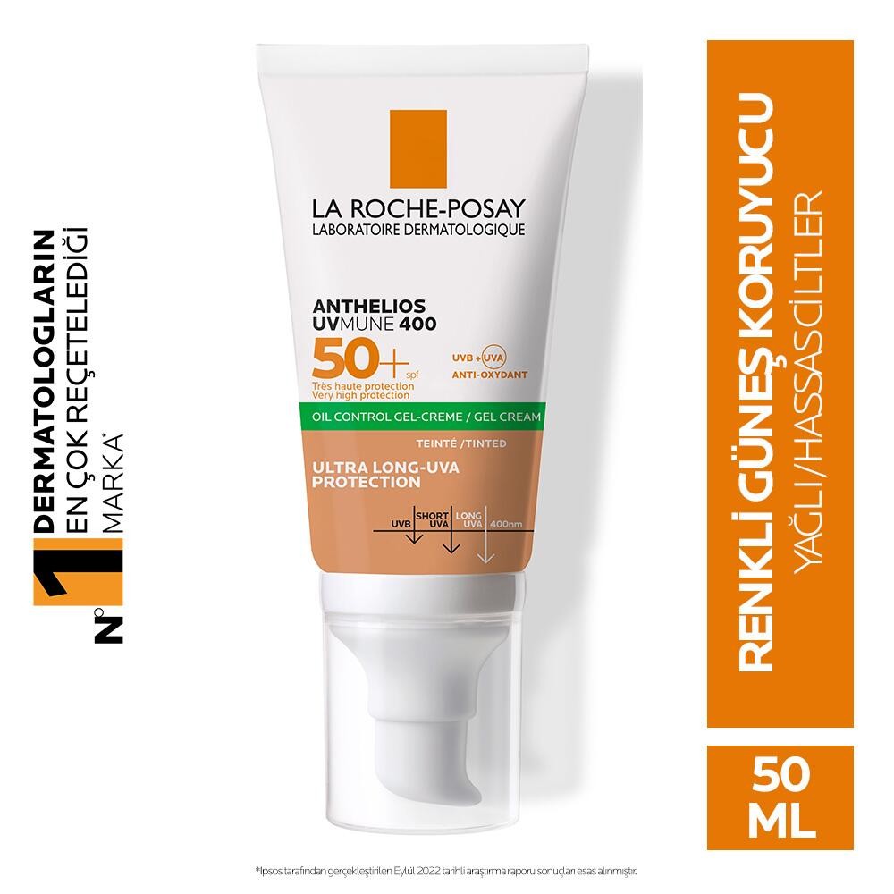 La Roche Posay Anthelios Uvmune 400 Oil Control Gel Yağlı Ciltler Güneş Koruyucu Yüz Kremi SPF50+ 50 ml RENKLİ