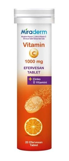 Miraderm Vitamin C 1000 mg 20 Efervesan Tablet