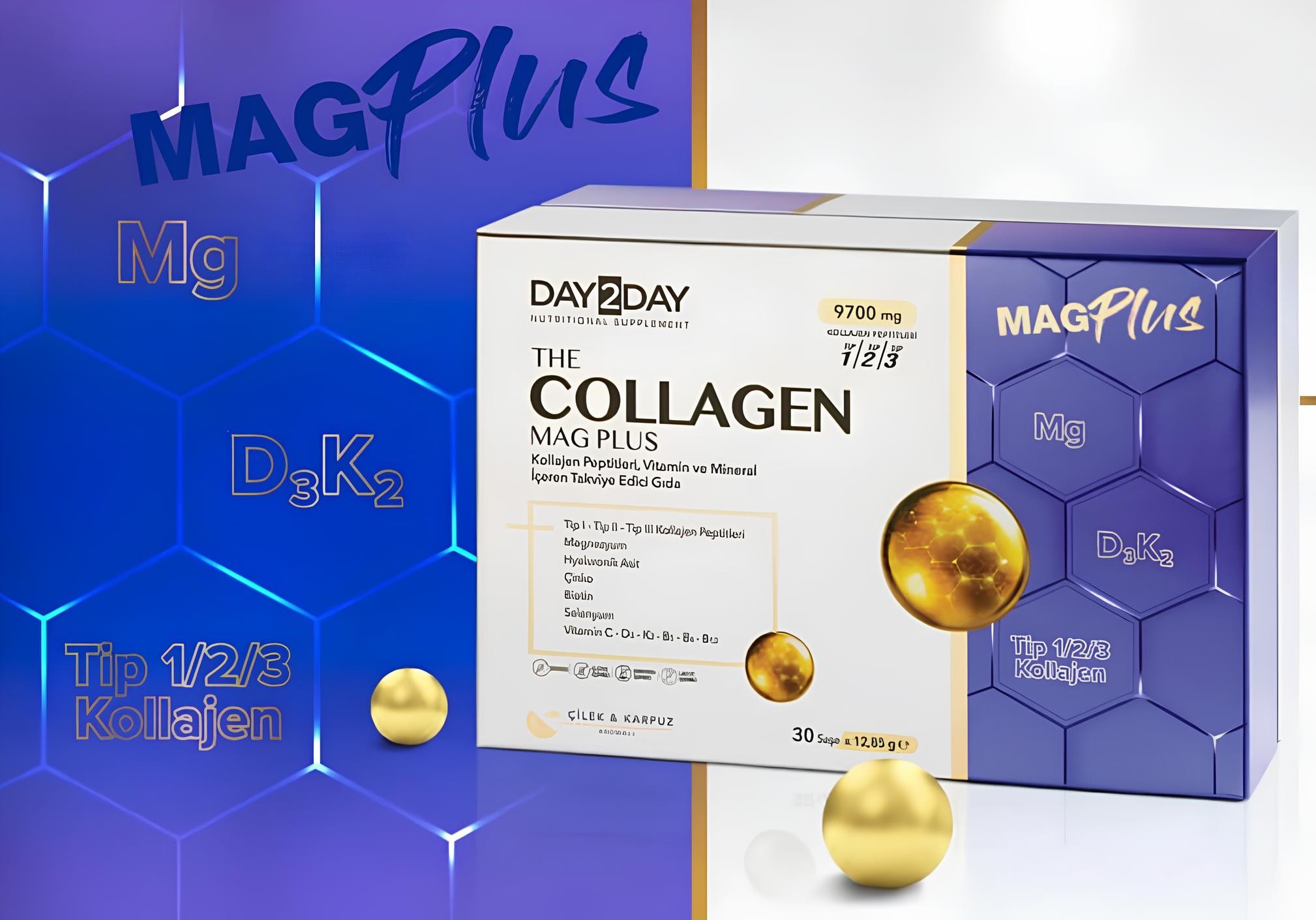 Day2Day Collagen Mag Plus Çilek Karpuz Aromalı 30 Saşe (TİP1 TİP2 TİP3)