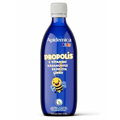 Apidemica Kids Karamürver ve Çilek Aromalı Propolis C Vitaminin Ekinazya Çinko Şurup 150 ml SKT 30/09/25