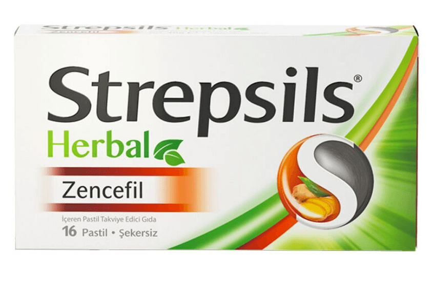 Strepsils Herbal Zencefil İçerikli Pastil Takviye Edici Gıda 16 Adet