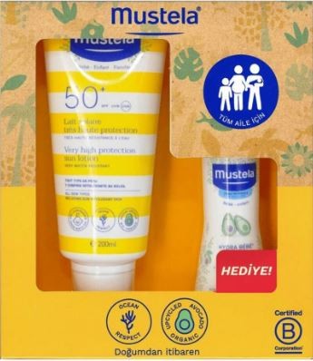 Mustela Güneş Losyonu Spf50 200 Ml + Mustela Hydra Bebe 50 Ml Hediye