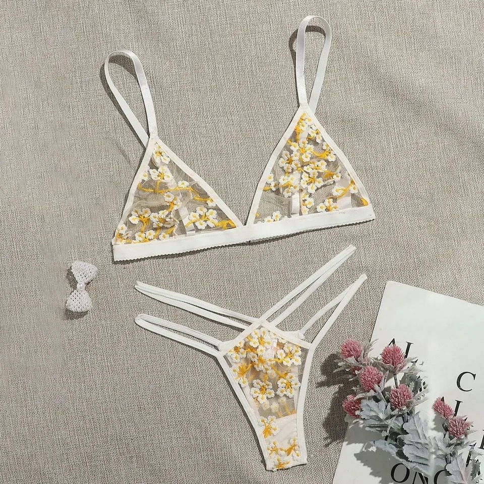 Sunflower Bloom White Bralette Set