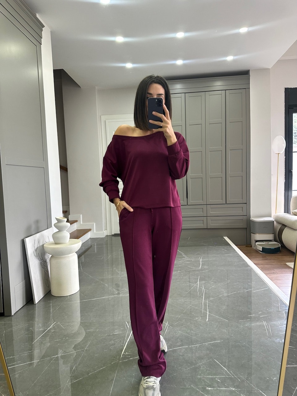 Düşük Omuz Modal Kumaş Takım