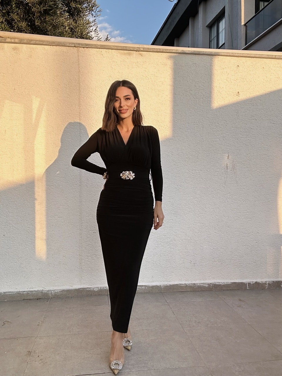 Sandy Kumaş Drapeli Elbise (ön sipariştir 10 ekim kargo çıkış tarihi)