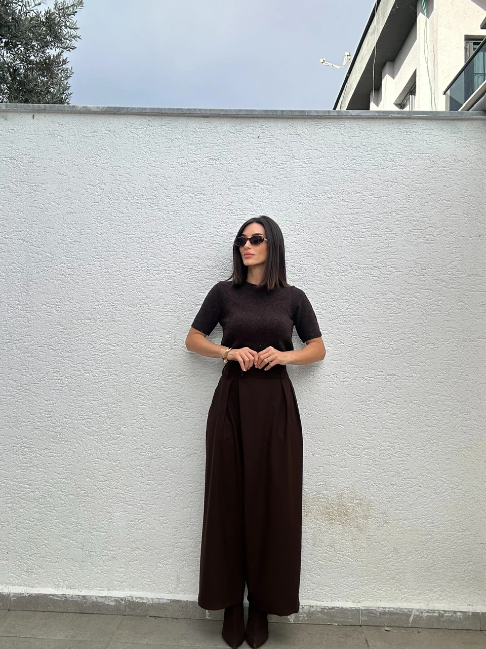 Önden Pileli Palazzo Pantolon