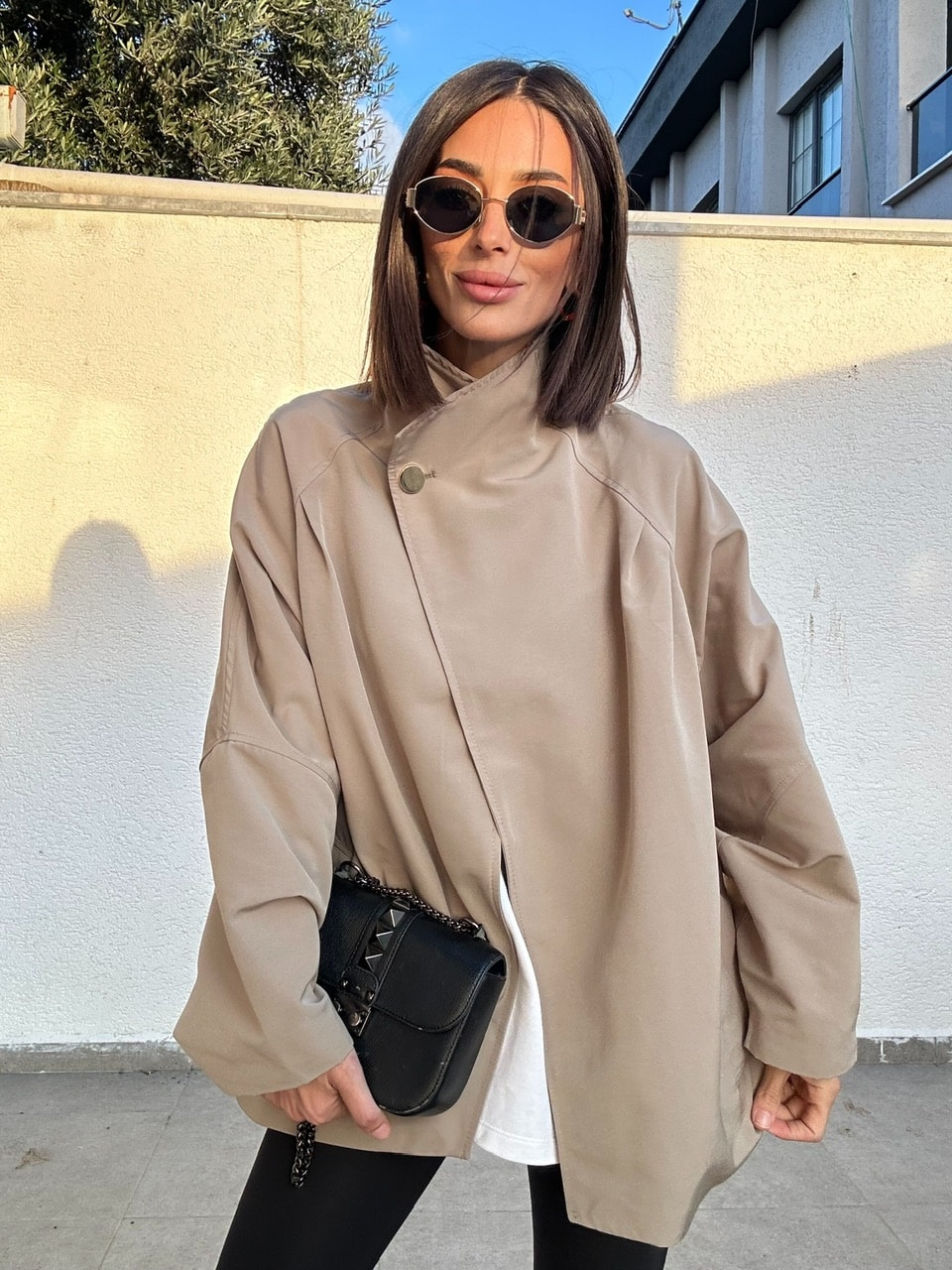 Oversize Kısa Trençkot