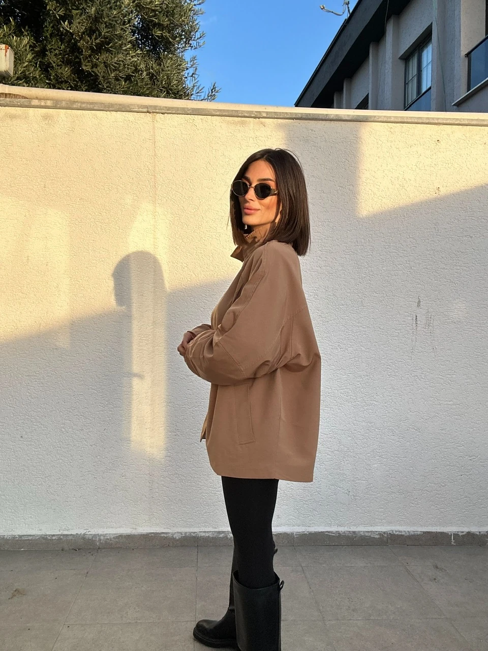 Oversize Kısa Trençkot