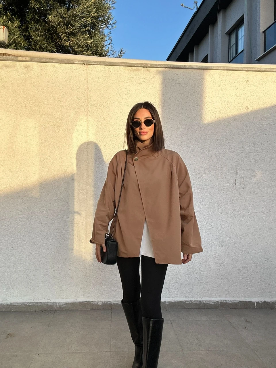 Oversize Kısa Trençkot