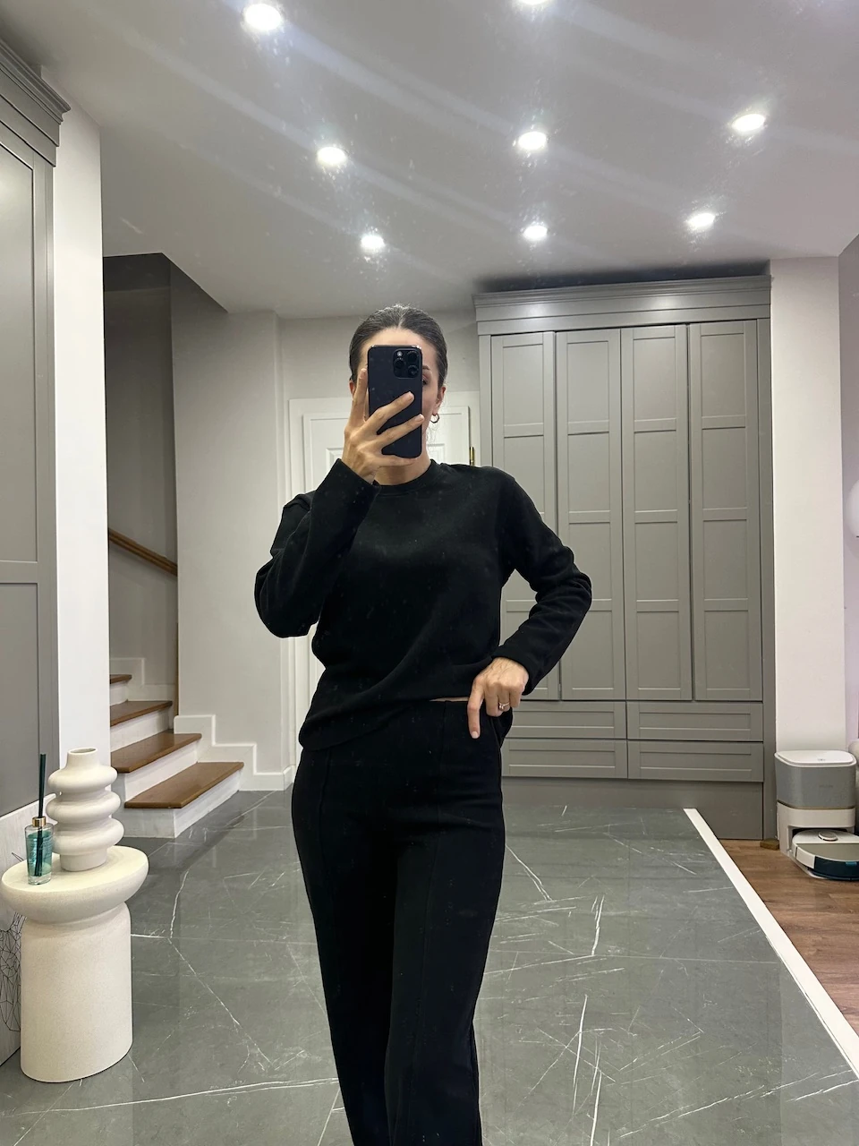 Selanik Kumaş İkili Takım  - Siyah