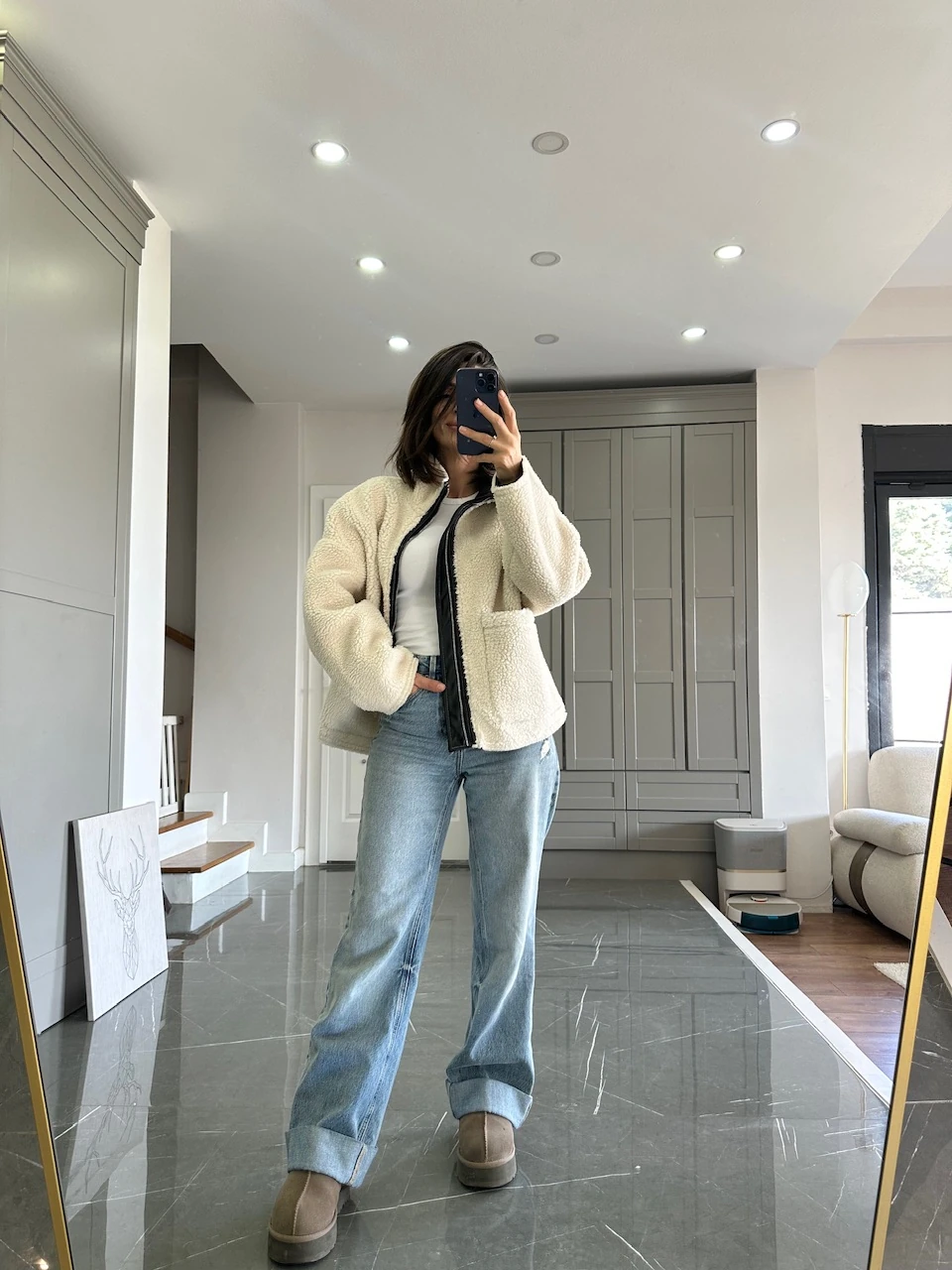 İçi Deri Peluş Ceket