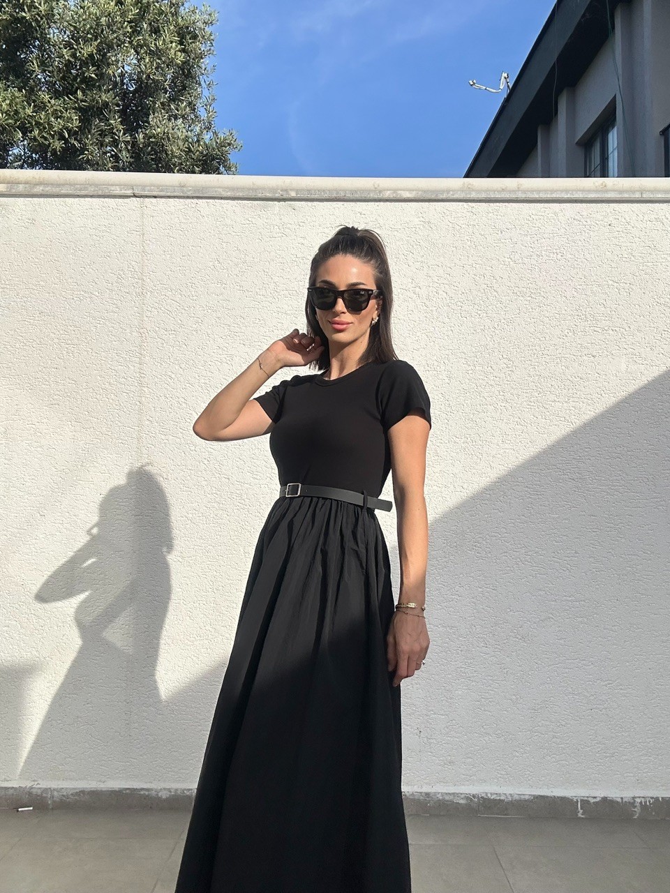 Taftan Kemerli Elbise