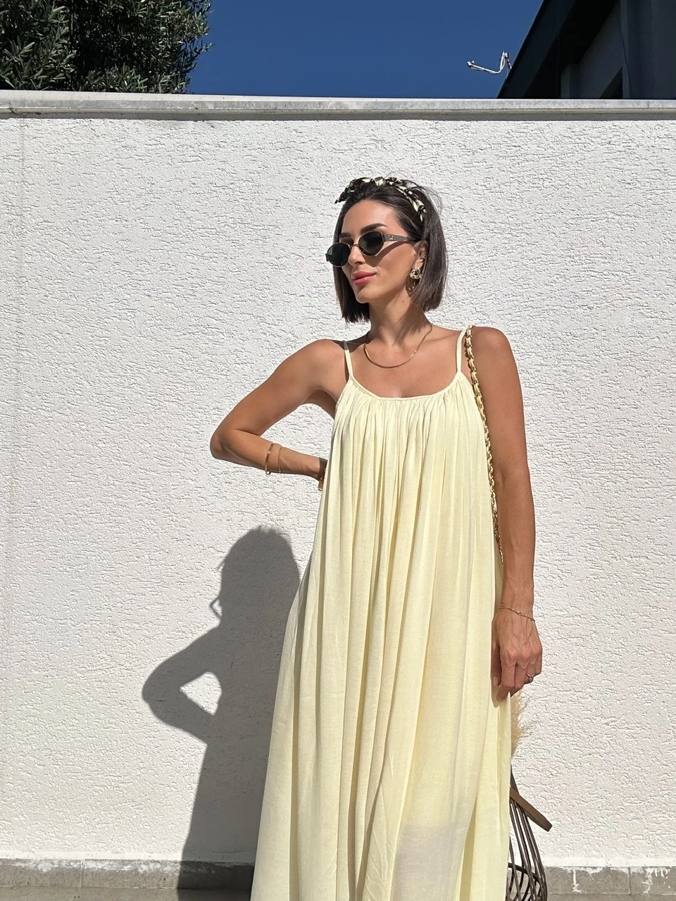 Astarlı İp Askılı Elbise 