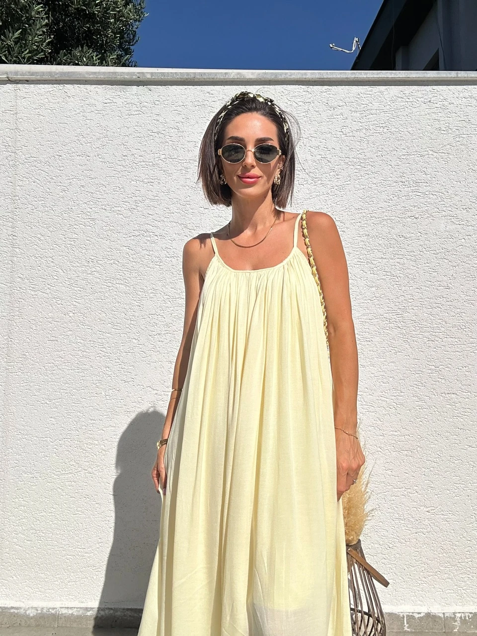 Astarlı İp Askılı Elbise 