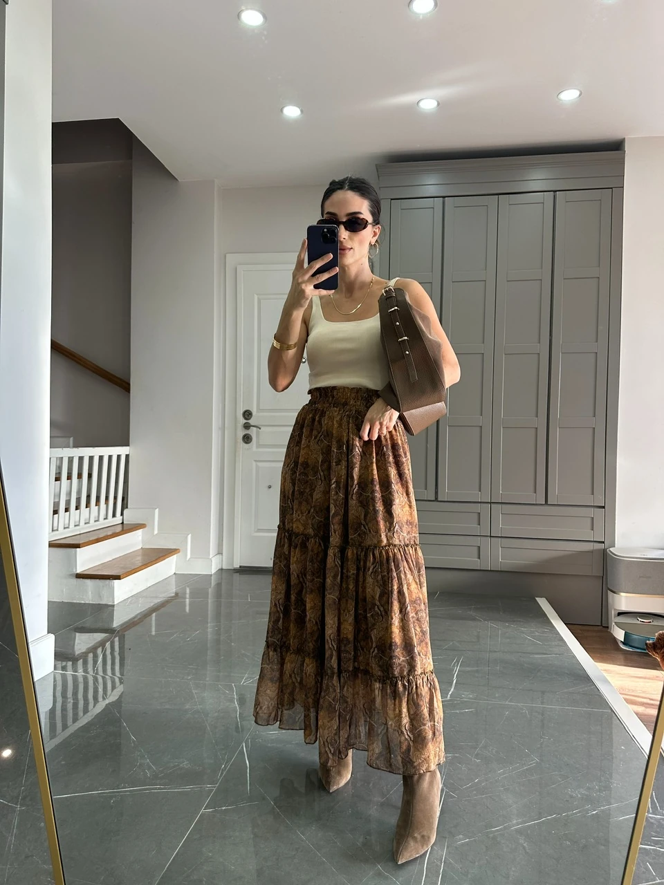 Şifon Beli Lastikli Etek