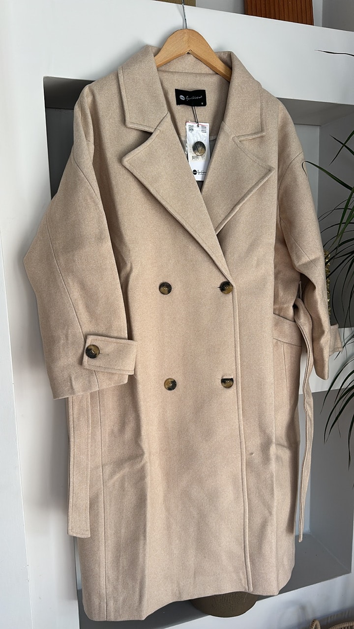 Oversize Kaşe Kaban  - Bej