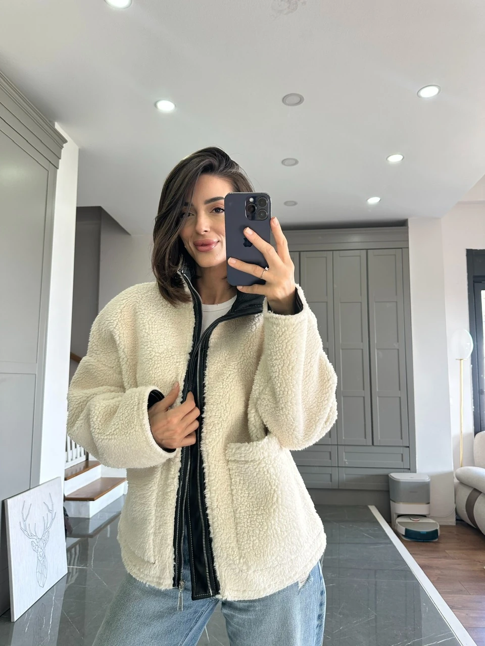 İçi Deri Peluş Ceket