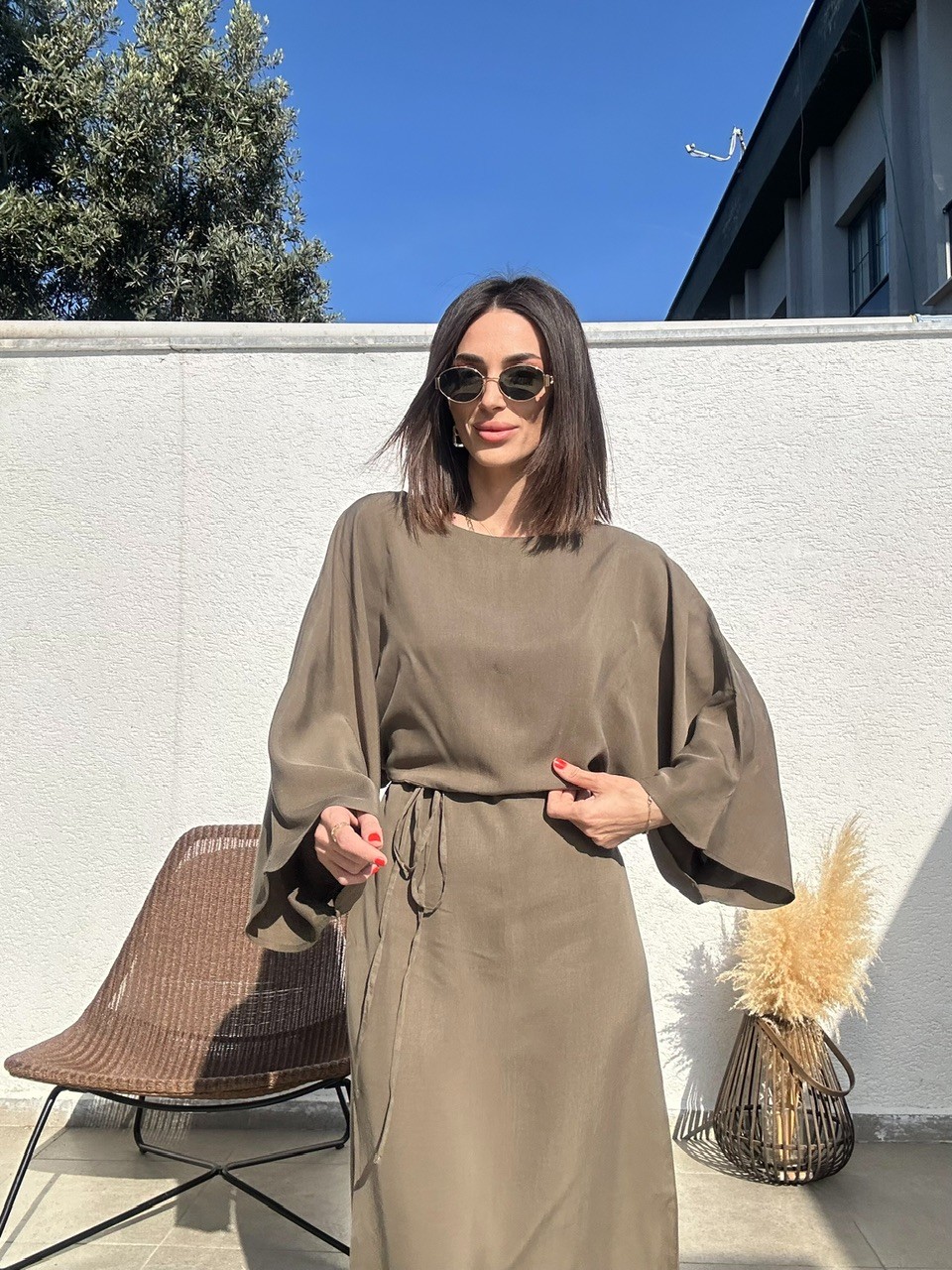 Yarasa Kol Tensel Elbise