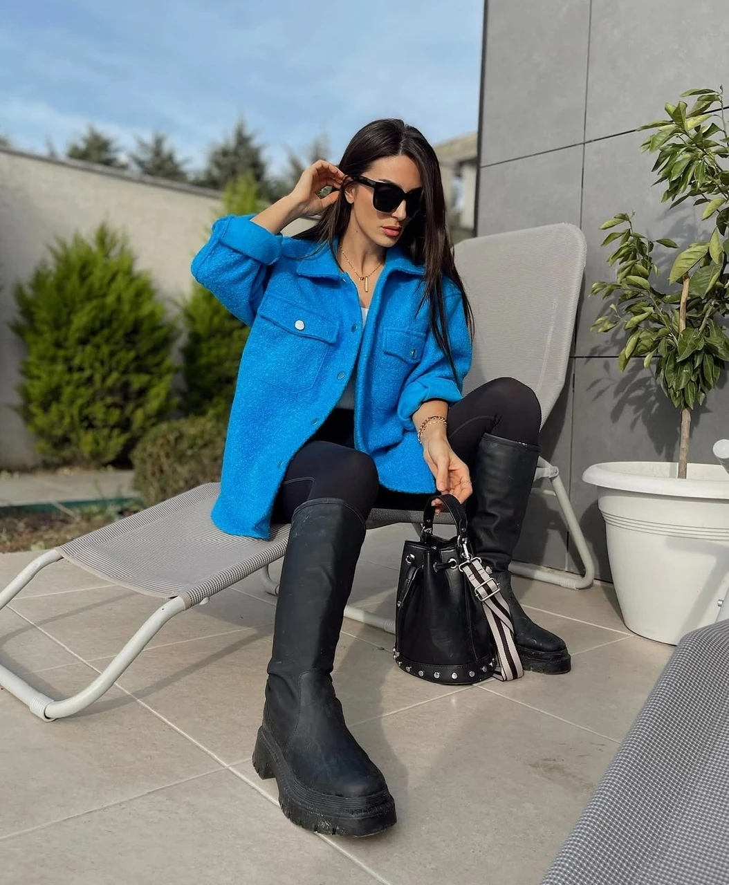 Buklet Önden Çıtçıtlı Gömlek Ceket