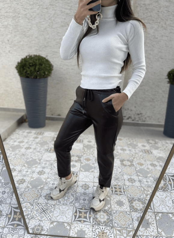 Mango Model İthal Deri Pantolon Acı kahve
