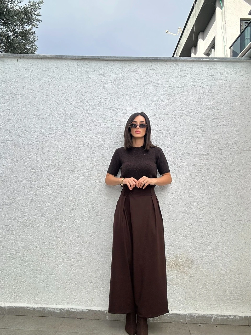 Önden Pileli Palazzo Pantolon