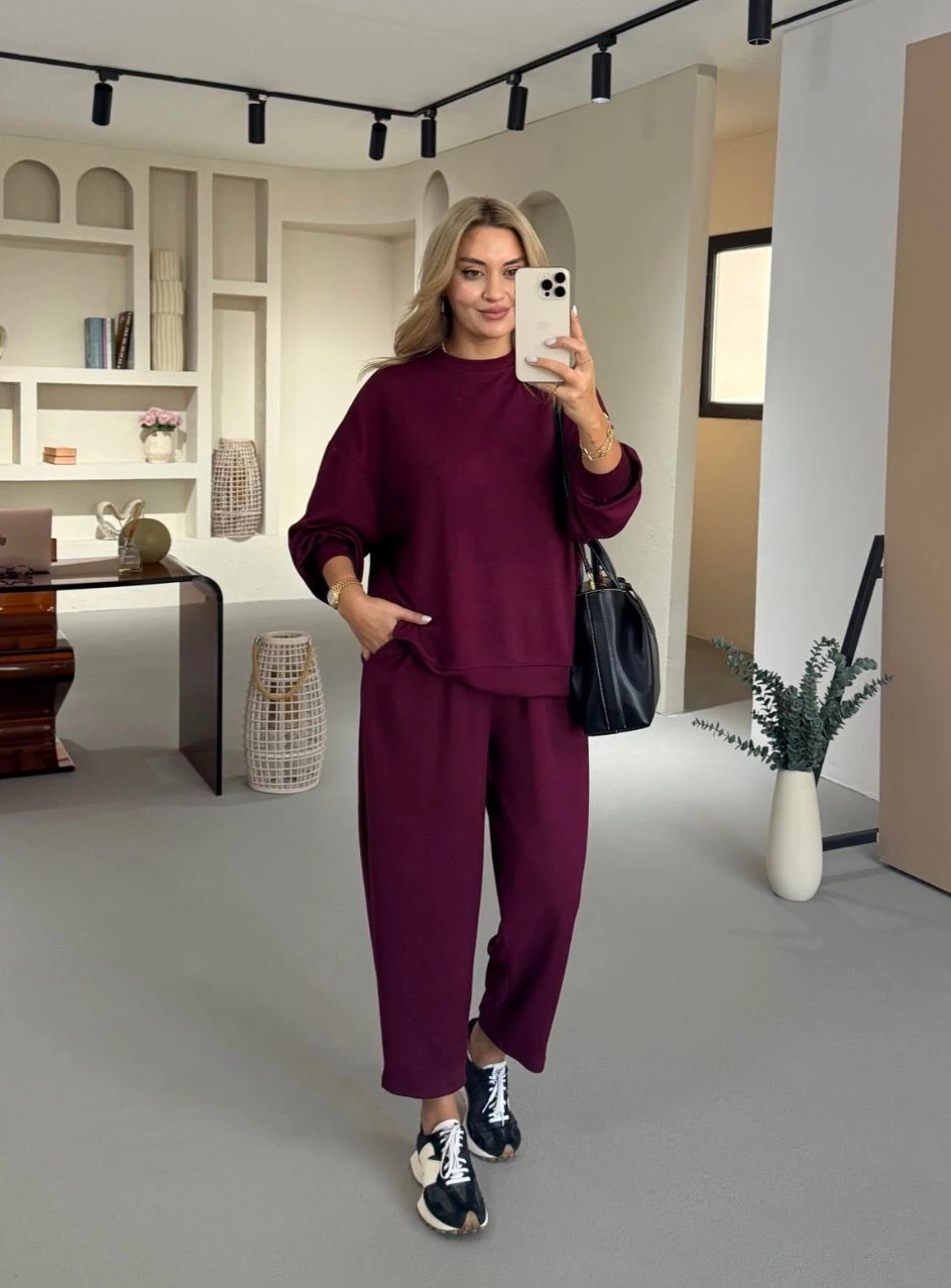 Esse Modal Kumaş Takım  - Bordo