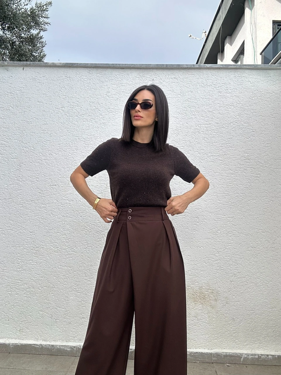 Önden Pileli Palazzo Pantolon