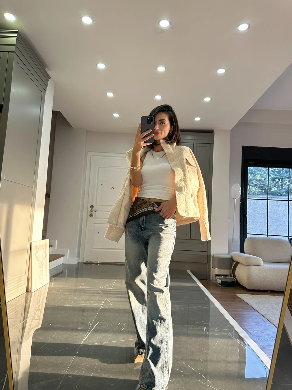 Fular Aksesuarlı Jean