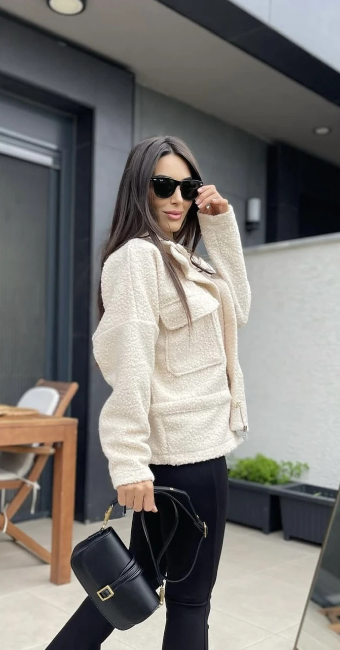 Beli Büzgülü Buklet Kumaş Ceket Kahve