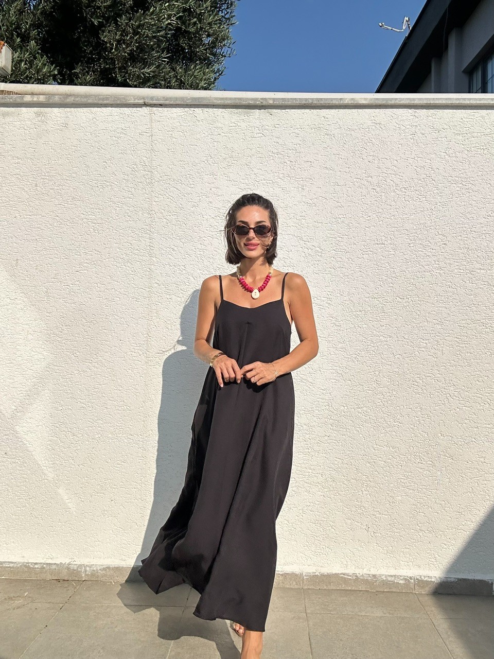 Askılı Rahat Kesim Elbise 