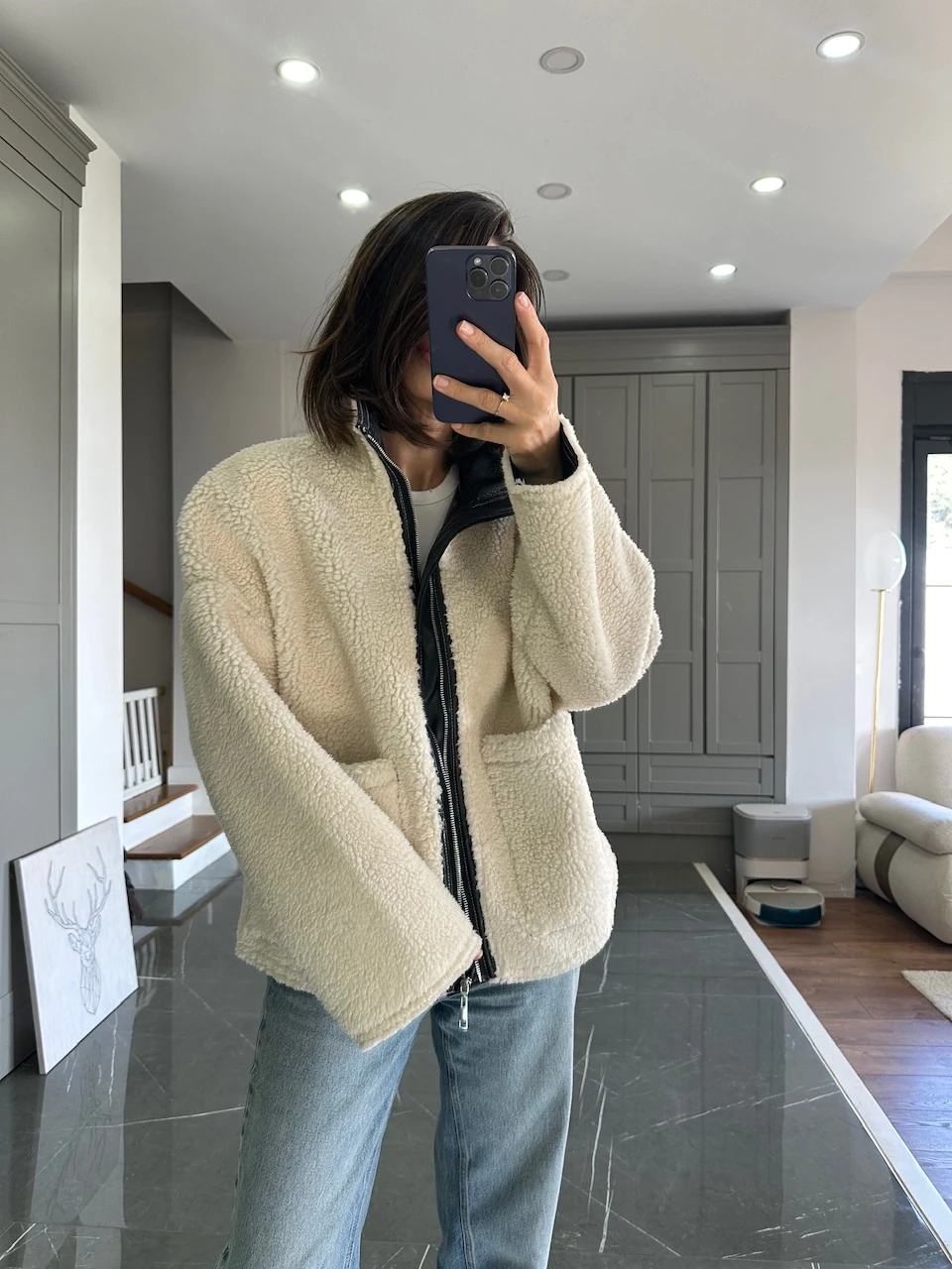 İçi Deri Peluş Ceket