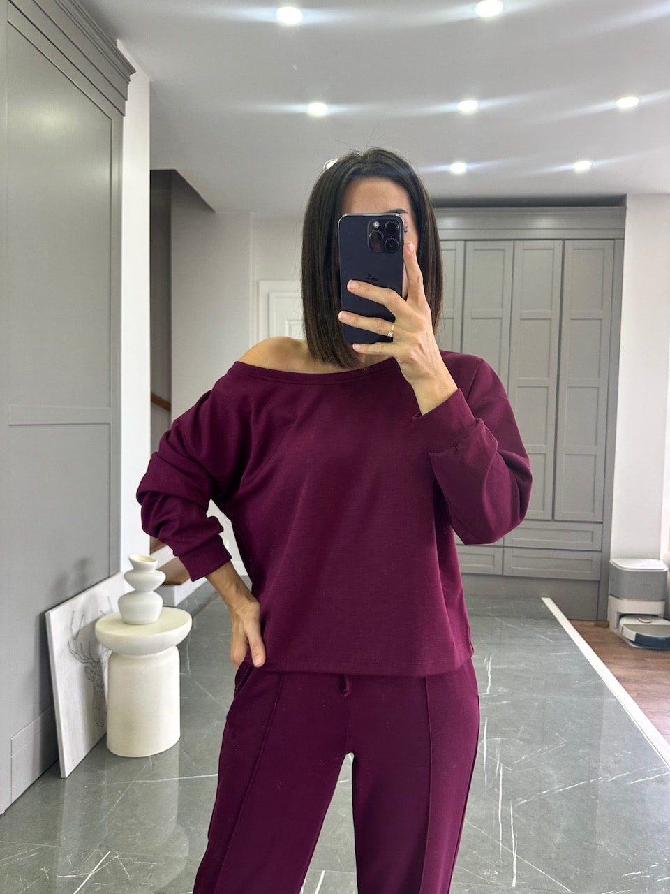 Düşük Omuz Modal Kumaş Takım