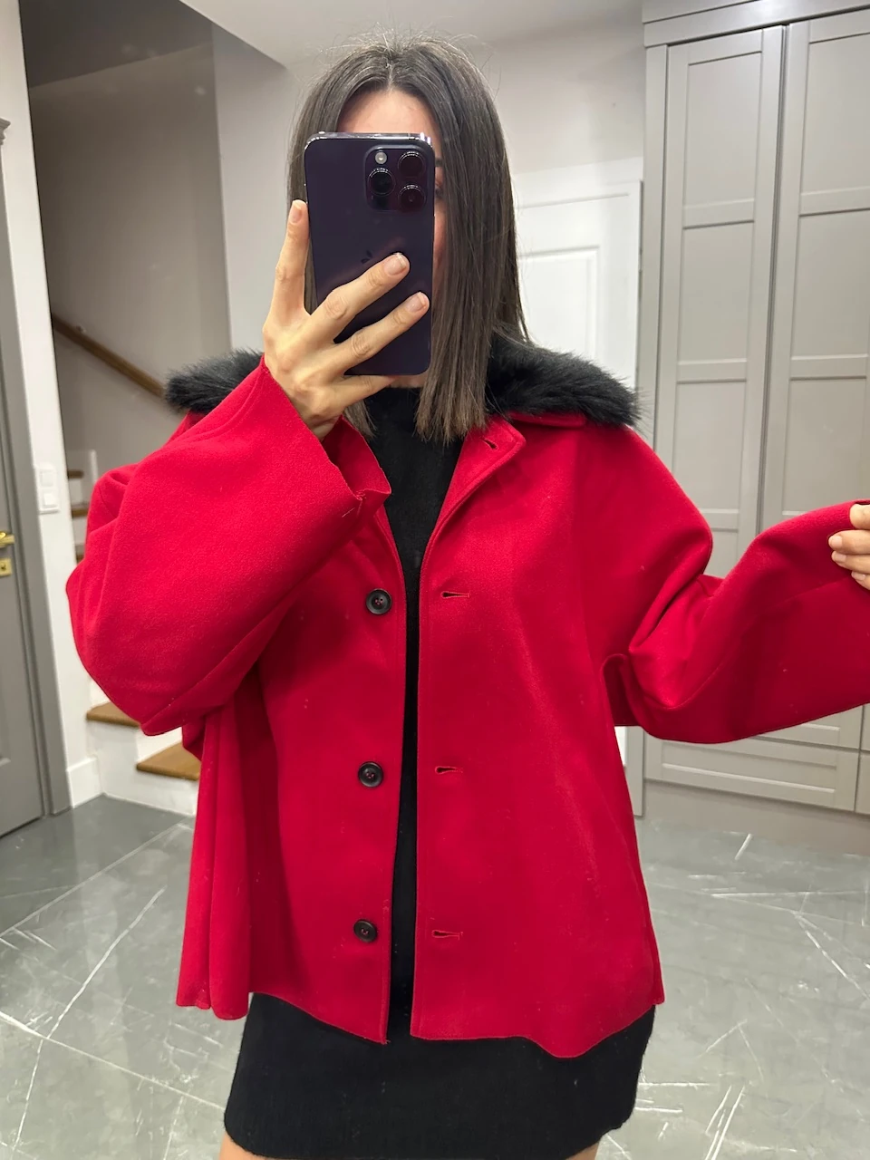 Zr Model Yakası Kürklü Ceket 