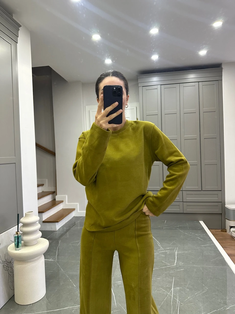 Selanik Kumaş İkili Takım  - Olive