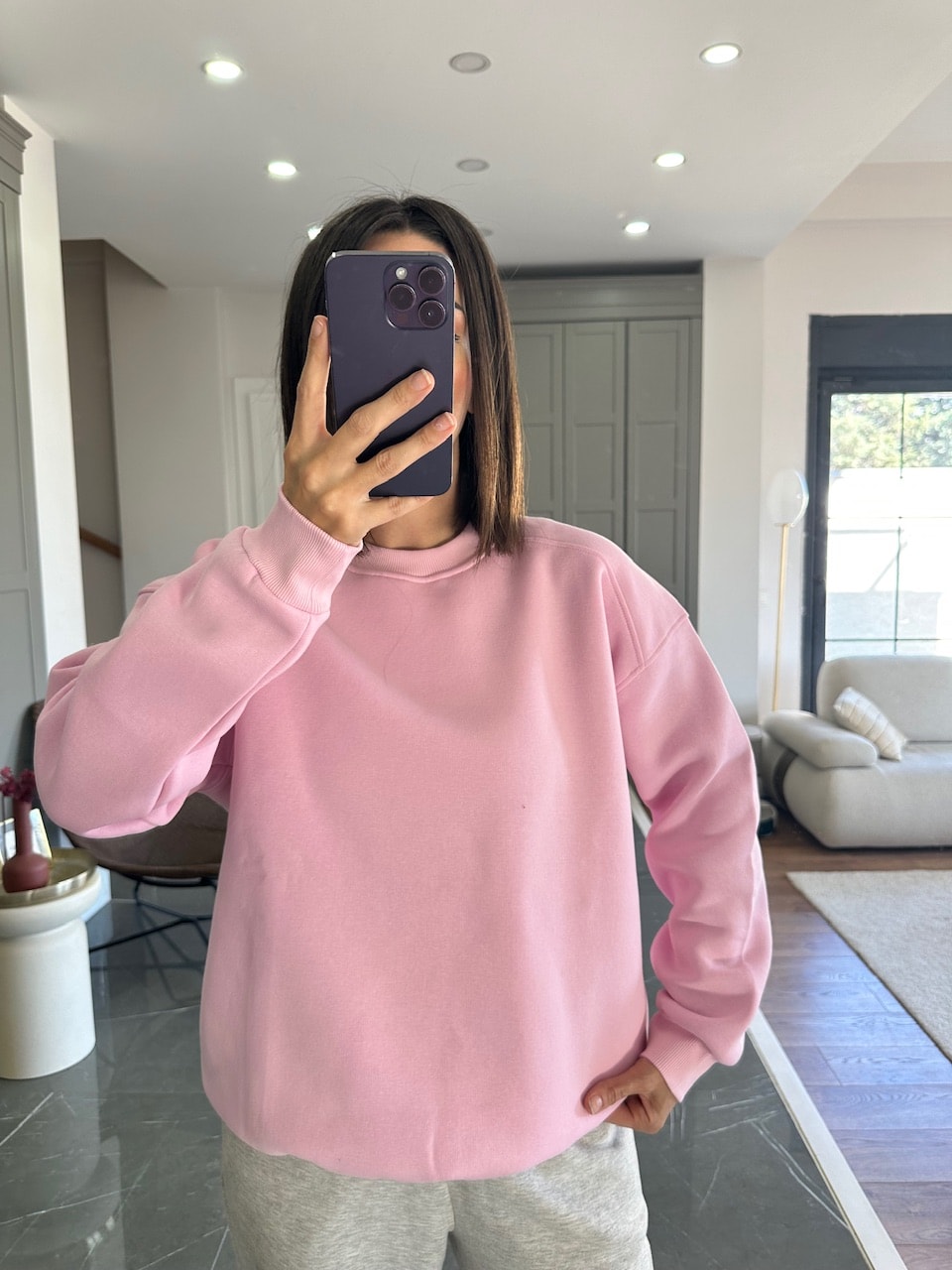 Venüs Şardonlu Sweat - Toz Pembe